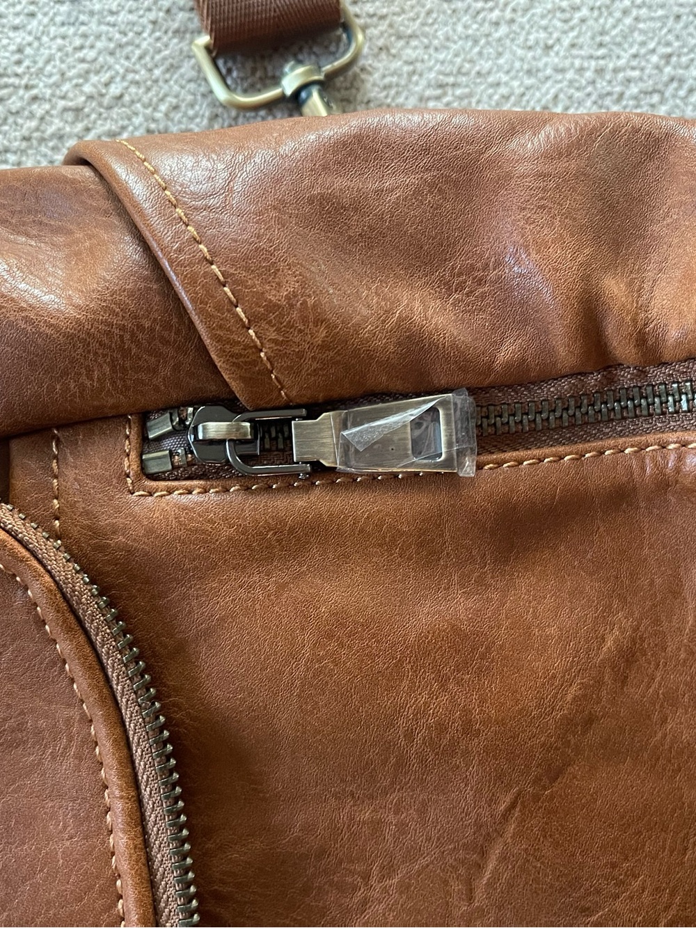 Azaria Tan Vegan Leather Baby Diaper Bag - Picture 5 of 6